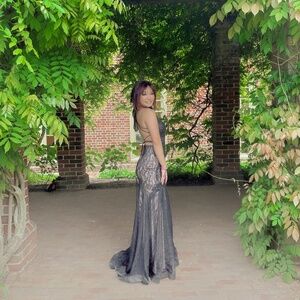 black lace prom dress